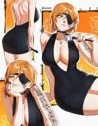 alternate_version_available back big_ass big_breasts breasts clothing dress female female_only jujutsu_kaisen kugisaki_nobara only_female orange_eyes orange_hair tattoo tattoos waligner