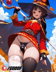 1boy 1femboy ai_generated femboy godof kono_subarashii_sekai_ni_shukufuku_wo! megumin patreon small_breasts small_penis yaoi