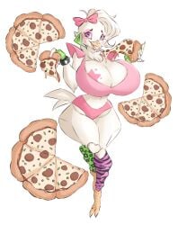 1girls big_breasts breasts dullvivid eating female five_nights_at_freddy's five_nights_at_freddy's:_security_breach furry glamrock_chica_(fnaf) only_female pizza scottgames smile