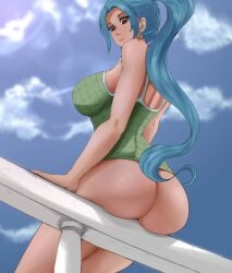 1girls ass ass_focus big_ass bottomless dat_ass female female_only huge_ass huge_breasts large_ass large_breasts looking_at_viewer nefertari_vivi one_piece shishiou11 sitting solo tagme