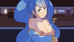 1girls blue_eyes blue_hair breasts female female_focus game_cg long_hair nipples parody rpg_maker sadisticirony tagme total_nc:cameo_collector total_nc_(series)