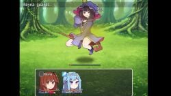 ass cecilia_(lost_treasures) dialogue fart fart_cloud farting gameplay lifting_skirt lost_treasures panties panties_under_pantyhose pantyhose presenting_hindquarters skirt_lift sound tagme video