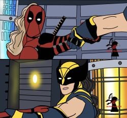 animated big_breasts blind_peacock_draws blind_peacock_draws_(artist) comic comic_panel comic_strip deadpool deadpool_&_wolverine deadpool_&_wolverine_(2024) deadpool_(film) deadpool_corps exploding_clothes half_naked lady_deadpool muscular muscular_female ripped_clothing tearing_clothes tearing_clothing wolverine x-23 x-men