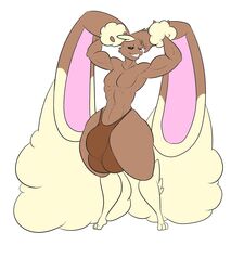 anthro biceps big_balls big_penis flexing furry huge_balls huge_cock hyper_balls hyper_penis kaboozle lopunny male_only muscles muscular nintendo pokemon pokemon_(species) red_eyes thick_thighs timothy_vladislaus wide_hips