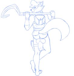 anthro ass back_at_veiwer balls blackbear bottomless clothed clothing feet male_only mammal penis raccoon sketch sly_cooper sly_cooper_(series) smooth_fur solo video_games