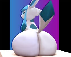 1boy ambiguous_gender ass ass_focus big_ass big_butt cindablimp eeveelution glaceon male non-human non-human_only pokemon sitting solo