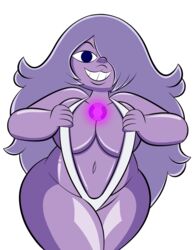 :3 amethyst_(steven_universe) belly breasts chubby codykins123 curvy female gem_(species) humanoid large_breasts long_hair shortstack sling_bikini solo steven_universe wide_hips