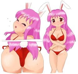 big_breasts bikini blush blush moaning moaning_in_pleasure pink_hair rabbit_ears red_eyes reisen_udongein_inaba touhou