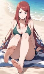 ai_generated bikini feet_focus feet_up kushina_uzumaki naruto naruto_(series) smile smiling_at_viewer uzumaki_kushina