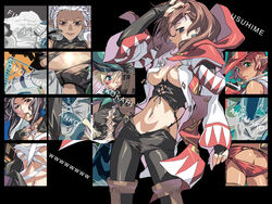 6+girls areola_slip ass blush breasts cleavage collage dark_knight dark_skin elf elvaan female female_only final_fantasy final_fantasy_xi human hume mithra open_clothes open_shirt pointy_ears pubic_hair ranger red_mage samurai see-through shirt solo_focus takemura_sesshuu tight_pants wallpaper white_mage