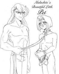 artist_request bishoujo_senshi_sailor_moon bondage bound chains clothes clothing collar crossover gay human james_(pokemon) kunzite leash male male_only monochrome multiple_males nude penis pokemon pubic_hair smooth_skin tagme topless uncensored yaoi