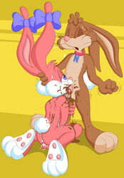 anthro babs_bunny female fur furry male mammal mascot nesquik nestle quick_the_rabbit rabbit straight tiny_toon_adventures uncensored