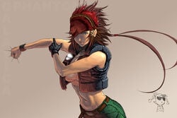 bandana belt blue_eyes braid brown_hair clark_still female female_only gloves human king_of_fighters midriff navel nekkeau ralf_jones rule_63 sleeveless snk solo split_ponytail sunglasses tank_top twin_braids vest