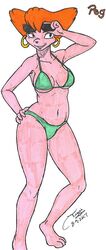 1girls 2007 anthro anthro_only bikini disney earrings female female_only goof_troop orange_hair peg_pete solo swimsuit tagme