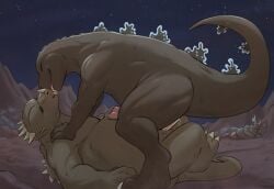 anal anguirus baragon genitals godzilla godzilla_(series) hi_res kaiju kissing male male/male monster mountain night_time non-human non-human_only oriont penis sex sky snout star toho