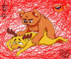 anthro anthro_on_anthro anthrofied antlers bear berry_(kikoriki) blush brainrot cartoon cel_shading deer dokko_(kikoriki) eyestrain fluffy furry gay gay_sex kikoriki kopatych kurkanos_(artist) losyash male_only moose open_mouth smeshariki ukusi_menya_pchela