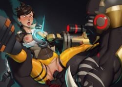 1girls ahe_gao areolae blizzard_entertainment blush breasts brown_hair clitoris couple curvy dark-skinned_male dark_skin defeated doomfist duo erect_nipples eyelashes female gloves grabbing interracial john_doe nipples open_mouth overwatch partially_nude pink_lips rape sex short_hair spread_legs straight tights tongue_out tracer vaginal_penetration video_games wet yellow_eyes