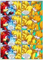 1boy 2girls anal_fingering anilingus anthro ass bbmbbf blush breasts comic cunnilingus female fingering fiona_fox let_me_love_you_(comic) male male/female mobian_(species) mobius_unleashed nipples oral oral_sex palcomix pussy sega sex sonic_(series) sonic_boom sonic_the_hedgehog_(series) tails tails_the_fox zooey_the_fox