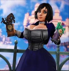 1girls 2koma 3d animated areola_slip areolae big_breasts bioshock bioshock_infinite black_hair blue_dress blue_eyes bob_cut breast_expansion breasts breasts_out bursting_breasts bust busty chest choker cleavage clothed cloud_chamber_studios cone_nipples corset_dress curvy dark_blue_clothing dress elizabeth_comstock enormous_nipples exposed_breasts female front_view gasp giant_nipples gif holding_object hourglass_figure huge_breasts huge_nipples human hyper_nipples large_breasts large_nipples legs light-skinned_female light_skin lips massive_nipples mature mature_female medium_hair neckwear nipples pink_lips sekaithereturn slight_smile slim_waist small_but_busty small_waist startled thick_nipples thin_waist trophy wardrobe_malfunction