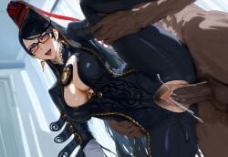 1boy 1girls ahe_gao ai_generated bayonetta bayonetta_(character) bayonetta_2 black_hair black_penis bukkake cheating cheating_wife clothed_sex cum cum_in_pussy cutout dark-skinned_male earrings female glasses interracial male married_woman milf mole_under_mouth netorare one_leg_up pussy sex short_hair tagme torn_clothes