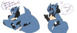 anthro ass big_butt blush canid canine dart(dewwydartz) dewwydarts dewwydartz facesitting female flat_chest furry generation_4_pokemon hair hourglass_figure huge_ass looking_at_viewer lucario male mammal may_(dewwydarts) may_(dewwydartz) nintendo nude pear_shaped pear_shaped_female pokemon pokemon_(species) purple_eyes simple_background small_breasts solo tail thick_thighs white_background wide_hips