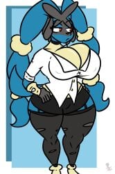 big_breasts breasts cleavage female furry huge_breasts kingretrokirby lopunny lucario pokemon pokemon_(species) tagme thick_thighs wide_hips