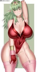 1girls arcedo big_breasts fat_ass fire_emblem fire_emblem_awakening green_eyes green_hair leotard solo_female tagme thick_thighs tiki_(adult)_(fire_emblem) tiki_(fire_emblem)