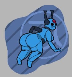 antennae ass ass_focus big_ass blush iterator_(rain_world) looks_to_the_moon_(rain_world) pixel_art presenting_hindquarters rain_world robot robot_girl thick_thighs