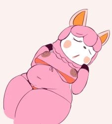 2025 alpaca animal_crossing anonymous_artist anthro areola belly big_areola big_breasts big_nipples bikini biped black_eyebrows black_nose breasts breasts_apart brown_areola brown_nipples camelid cheek_markings closed_eyes clothed clothed_anthro clothed_female clothing digital_drawing_(artwork) digital_media_(artwork) dutch_angle eyebrow_through_hair eyebrows eyelashes facial_markings female front-tie_bikini front-tie_clothing front-tie_swimwear fur genitals grey_background hair head_markings head_turned high-angle_view huge_areola huge_nipples huge_thighs ineffective_clothing innie_vulva kneeling legs_together light_body light_fur lipstick long_eyelashes looking_pleasured lying makeup mammal markings mature_anthro mature_female monotone_background monotone_body mouth_closed multicolored_body multicolored_fur navel nintendo nipples on_back open_mouth orange_inner_ear overweight overweight_anthro overweight_female pink_body pink_breasts pink_fur pink_lipstick pink_markings pointy_ears prick_ears puffy_nipples pussy_peek red_bikini red_clothing red_swimwear reese_(animal_crossing) simple_background solo spots spotted_markings swimwear tan_ears thick_thighs thin_eyebrows translucent translucent_hair two-piece_swimsuit two_tone_body two_tone_fur vulva