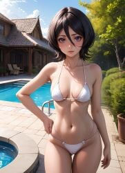 1girls 2d ai_generated ass bare_shoulders belly big_breasts bikini bikini_bottom bikini_top black_hair bleach bleach:_the_thousand-year_blood_war curvy curvy_figure detailed eyelashes eyeshadow female female_only fit focus hair_between_eyes high_quality kuchiki_rukia kuchiki_rukia large_breasts legs light-skin light-skinned_female lips lipstick looking_at_viewer makeup mascara medium_breasts medium_hair midriff nero100 outdoors pale-skin pale-skinned_female perky_breasts posing public seductive seductive_look sexy sexy_pose short_hair skinny skinny_girl stable_diffusion tagme teenage_girl teenager young