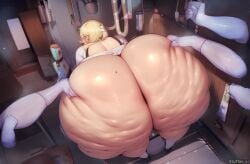 ai_generated ass_focus cellulite chubby_thighs genshin_impact ghost_hands huge_butt hyper_ass lumine_(genshin_impact) simplemenofculture stockings thicc_ass thick_thighs thickthighs weight_gain wide_hips wide_thighs