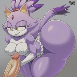 1boy 1girls ai_generated ass ass big_ass big_breasts big_butt blaze_the_cat breasts erection fundoshi fundoshilover101 huge_ass huge_butt sega sonic_(series) topless