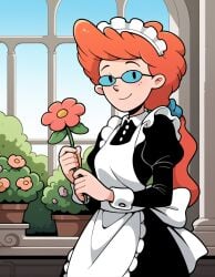 ai_generated clothed disney flower looking_at_viewer maid maid_uniform pepper_ann pepper_ann_pearson solo