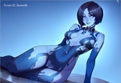 2d ai_generated ai_sensuality blue_body breasts cortana eager halo_(series) halo_4 hologram laying_down naked pussy short_hair slim_waist smiling smiling_at_viewer smug solo solo_female vagina wide_hips