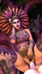 1boy african african_female african_mythology cum cum_in_pussy dark-skinned_female dark_skin hcid interracial interracial_sex maman_brigitte_(smite) penis smite vaginal_penetration