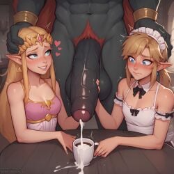 2boys 2boys1girl ai_generated blush coffee corruption cuckold cuckolding cumming dark-skinned_male femboy femdom feminine_male ganondorf gay group group_sex handjob headband huge_balls huge_cock interracial link link_(breath_of_the_wild) maid maid_headdress maid_uniform muscular muscular_male netorare ntr precum princess_luna_(mlp) puffyart submissive submissive_male the_legend_of_zelda threesome yaoi zelda_(breath_of_the_wild)