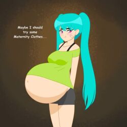 1girls 2d animated bandage bare_midriff big_belly bloated_belly blue_hair blush color curse embarrassed female female_only fetal_movement gurgle hungry jiggle lami_korii long_hair magic navel oc outie_navel pout pregnant r4d_42 red_eyes rumbling_stomach tagme tight_clothing tsundere uncomfortable video wardrobe_malfunction wholesome zagine