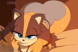 anthro ass ass_up badger bed bedroom_eyes big_ass big_butt butt clothed clothing digital_drawing_(artwork) digital_media_(artwork) female finger_in_mouth furniture looking_at_viewer mammal mustelid musteline narrowed_eyes redraw seductive skimpy smile solo sonic_(series) sonic_boom sonic_the_hedgehog_(series) sticks'_finger_bite_(meme) sticks_the_badger sticks_the_jungle_badger tagme zaviel