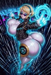 aegis_(persona) ai_assisted ai_generated aigis_(persona) alternate_costume big_breasts black blonde_female blonde_hair blonde_hair_female blue_eyes casting_spell city cityscape civitai collar giant_woman giantess gloves glowing_eyes high hourglass_figure huge_breasts humanoid_robot jacket looking_at_viewer magic megami_tensei neon neon_lights nsfw open persona persona_3 pointing_at_viewer purple robot robot_girl shin_megami_tensei smirking_at_viewer sunglasses tall_female thick_thighs trim video video_game_character video_games wide_hips