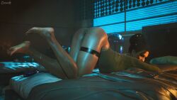 1girls 2024 3d anal_play angry_look ankle_bracelet ass_up bed bedside_lamp bedside_table bodysuit brown_hair bun_hair buttplug buttplug_in_ass buttplug_under_panties ceeeeekc covered_breasts cyberpunk_2077 detailed detailed_background dildo dildo_on_bed dildos eyeliner eyeshadow face_down_ass_up feet feet_up female female_only fit fit_female hoop_earrings indoors jewel_buttplug laying_on_bed laying_on_stomach legs_together long_hair long_sleeve_leotard looking_at_viewer looking_to_the_side medium_breasts panam_palmer realistic realistic_textures side_view skindentation soles solo thigh_strap tied_hair