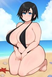 ai_generated beach bikini chubby huge_breasts kingdom_hearts xion