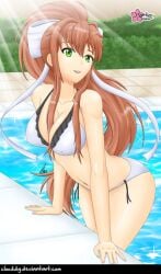 bikini clouddg doki_doki_literature_club monika_(doki_doki_literature_club) pool poolside swimsuit swimwear