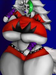 1girls animatronic fableeg female female_focus female_only five_nights_at_freddy's five_nights_at_freddy's:_security_breach gray_body massive_breasts roxanne_wolf_(fnaf) thick_thighs wolf