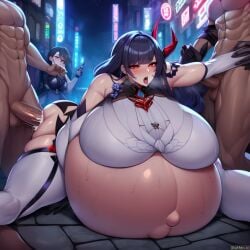 ai_generated ass_grab belly_expansion big_ass big_belly big_breasts cum_in_pussy cumflated_belly cumflation cumshot honkai_impact_3rd huge_ass huge_belly huge_breasts lying_on_belly lying_on_stomach massive_belly massive_breasts massive_butt raiden_mei sex_from_behind simplemenofculture