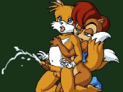 ahe_gao ahe_gao cum ejaculation female furry male nude penis pixel_art reach_around sally_acorn sega sonic_(series) tails tails_the_fox