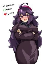 1340smile breasts hex_maniac horny_female nintendo pokemon purple_hair strip_game