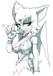 alternate_hairstyle blowjob_gesture fellatio_gesture female furry open_mouth pikative rouge_the_bat saliva saliva_trail sega sonic_(series) tongue_out