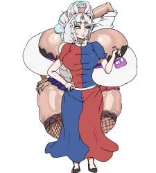 ass_expansion bangasa_bangaichi before_and_after bimbo bimbofication breast_expansion ebonization eirin_yagokoro female huge_ass huge_breasts lip_expansion post_transformation race_swap thick_thighs thigh_expansion touhou transformation wide_hips