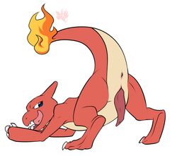 anthro anus ass ass_up charmeleon erection flaming_tail jolly-jak looking_back male male_only nintendo open_mouth penis pokémon_(species) pokemon presenting presenting_hindquarters raised_tail simple_background solo tapering_penis tongue tongue_out video_games white_background