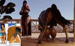 3d bae3 big_ass big_breasts breasts dark_hair doggy_style egyptian female female_focus horse huge_cock legend_of_queen_opala long_penis massive_breasts nehas osira queen_opala swegabe voluptuous zoophilia